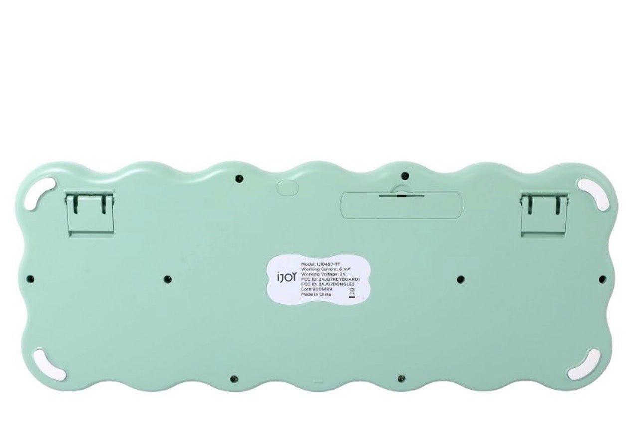 iJoy Wave Sync Wireless Keyboard – Green Wavy Retro Design – Compact, Bluetooth/USB