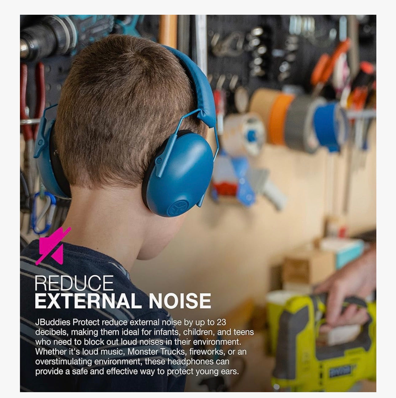 JLab JBuddies Protect Kids Hearing Protection Earmuffs – Noise Reduction Headphones (Fits Infants to Teens)