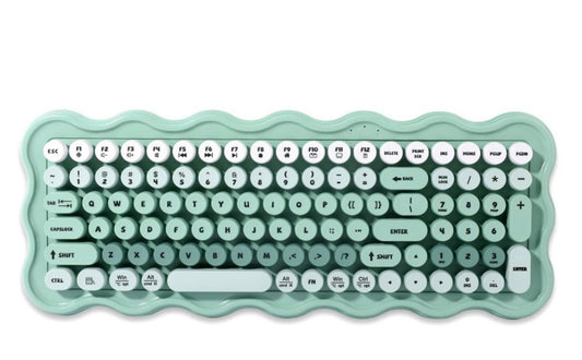 iJoy Wave Sync Wireless Keyboard – Green Wavy Retro Design – Compact, Bluetooth/USB