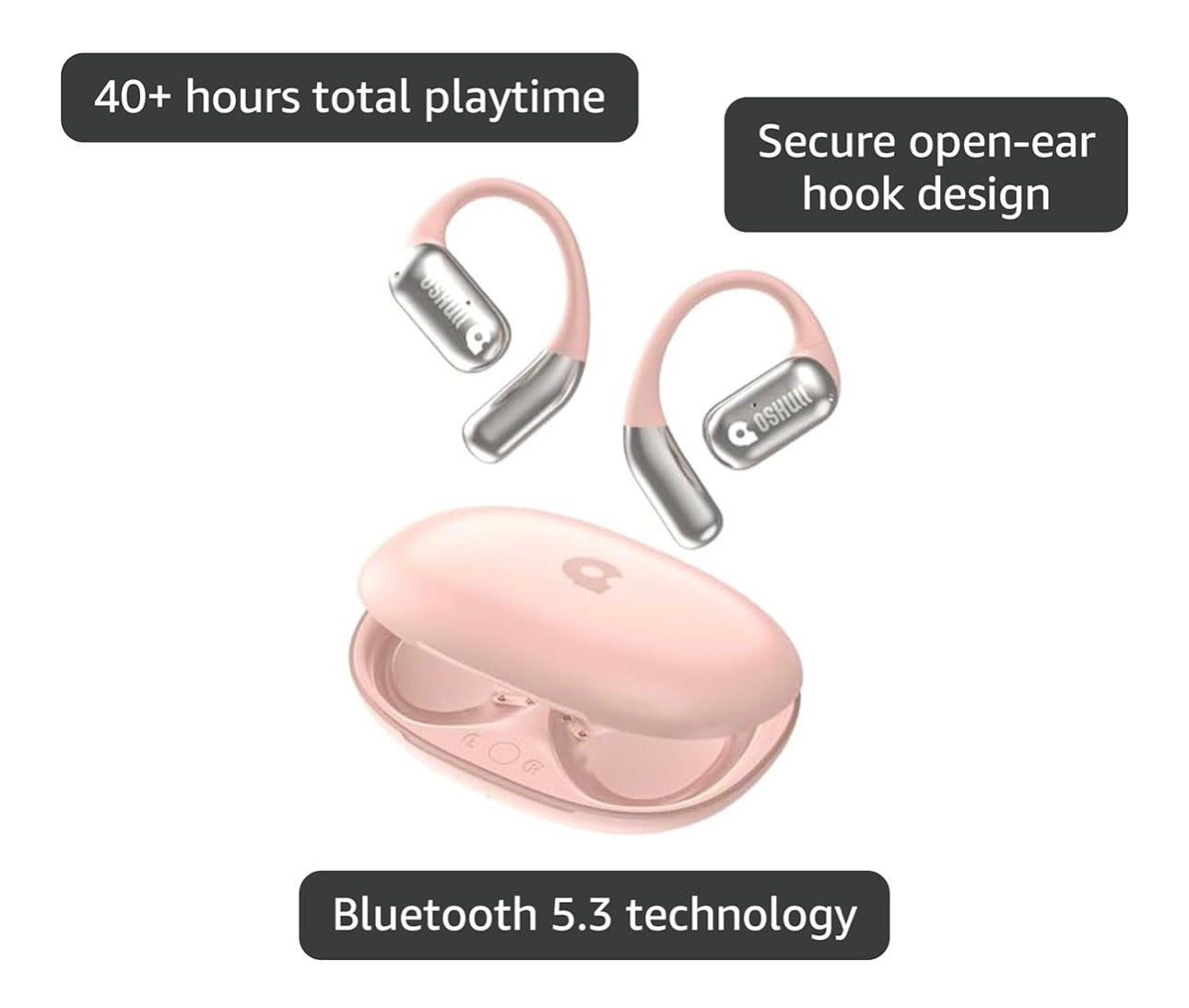 OSKULL OWS Open-Ear Bluetooth Earphones | 35-Hr Battery, ENC Noise Reduction