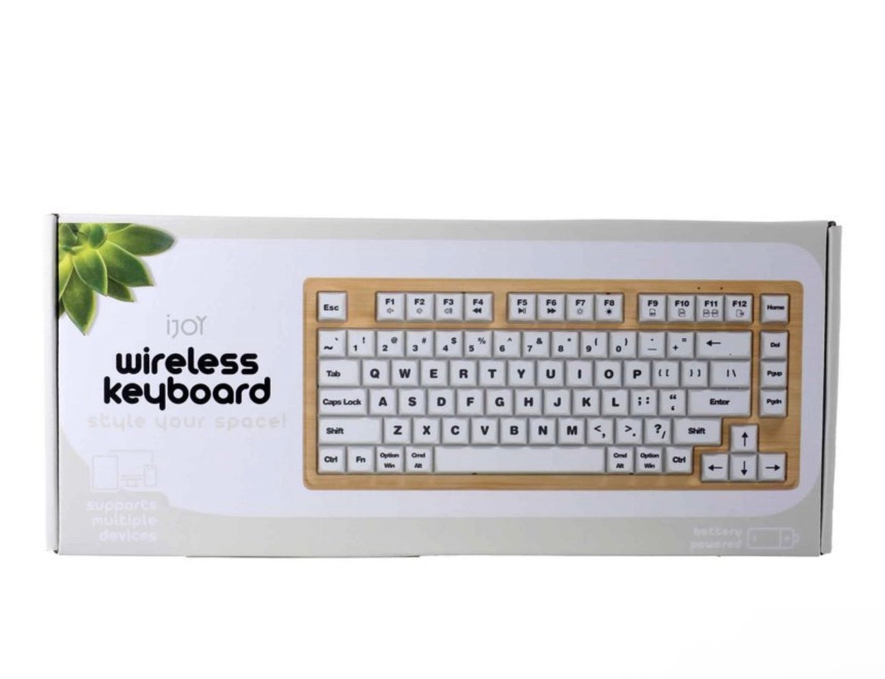 iJoy Wireless Keyboard – Wood Style, 82 Keys, Compact Design